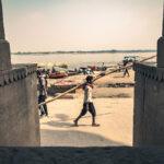 Local Man Walking on the Ghats of Varanasi